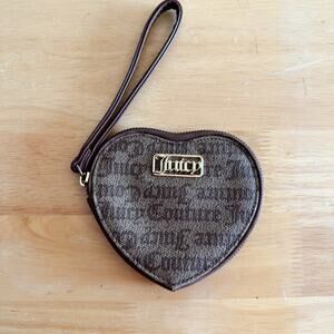 Juicy Couture Brown Heart Shape Coin Purse Wristlet